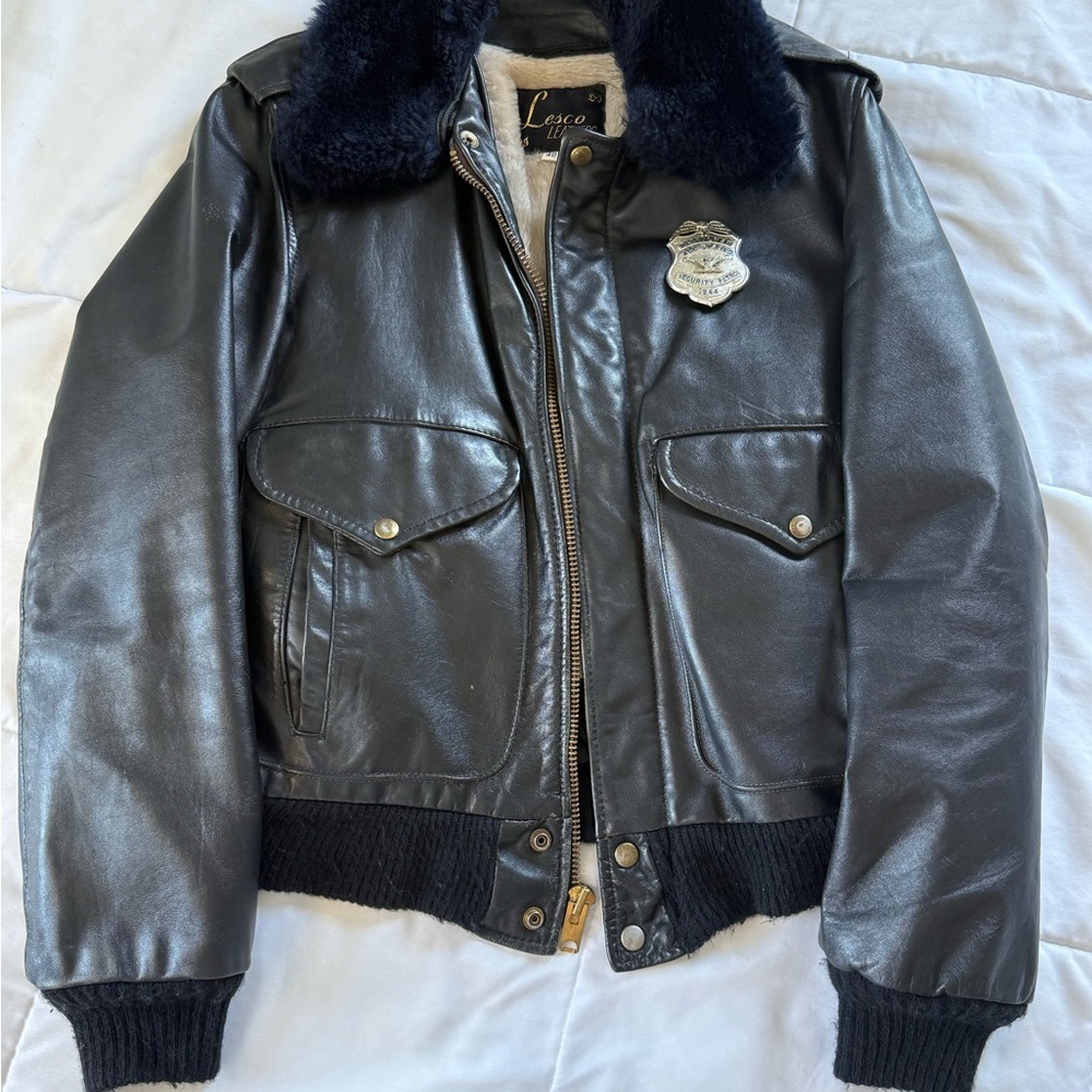 RARE Lesco Leathers 80s Police Motorcycle Jacket.